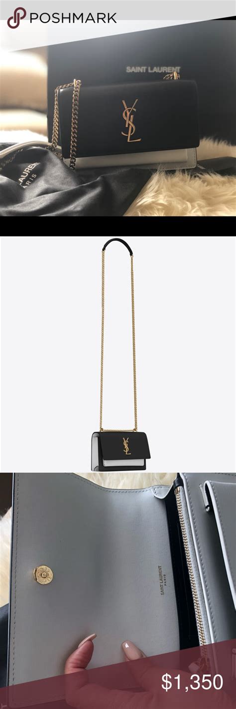 ysl sunset chain wallet in black and white|YSL wallet on chain review.